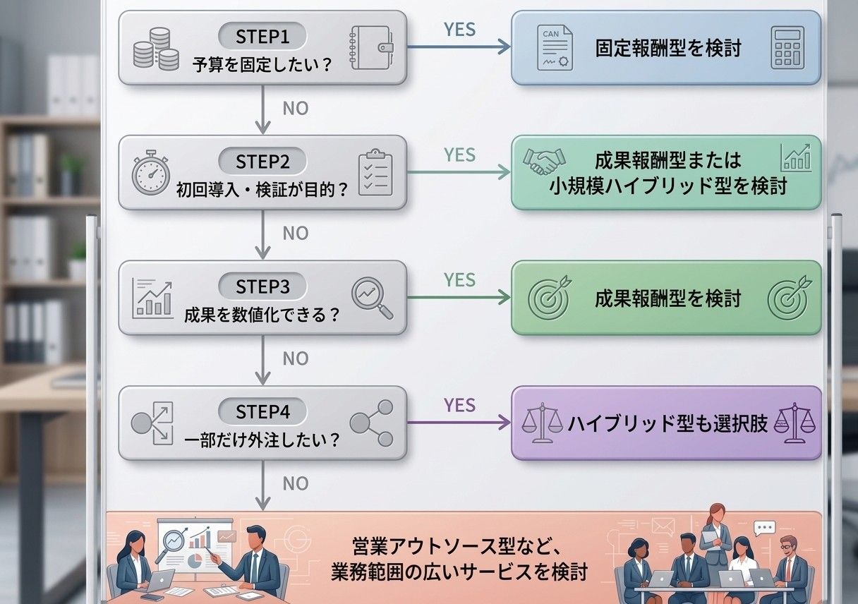 自社に合うのはどちら? 営業代行の料金体系診断